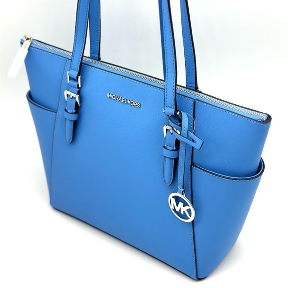 Michael Kors Large Charlotte Tote Bag Blue/Silver - Picture 7 of 11